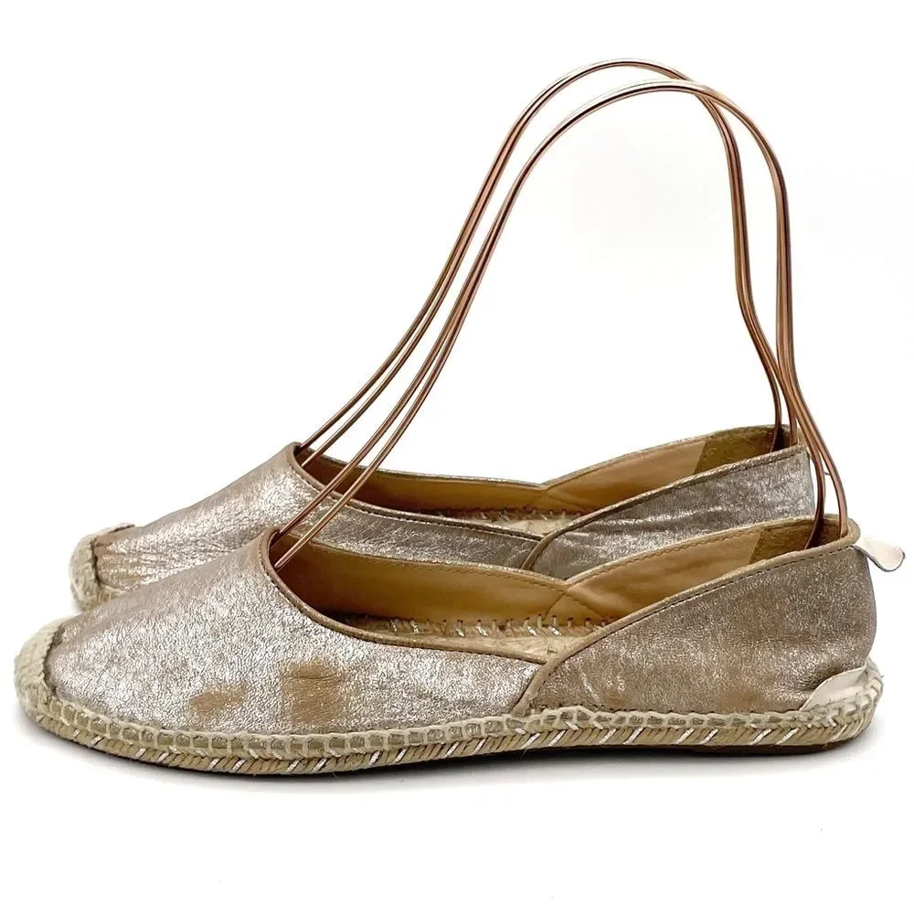 Rag & Bone Georgie Silver Platinum Espadrille Slip-On Shoe Women’s Size 39.5 | 9
